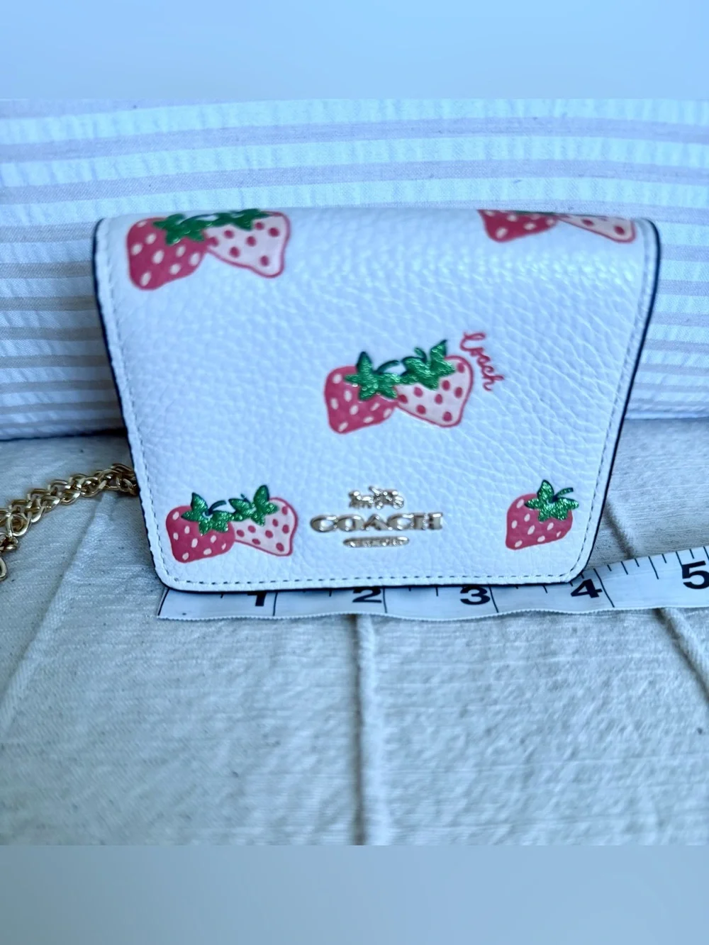 Coach Mini Strawberry Crossbody White with Chain